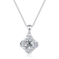 Elegante S925 Kleeblatt-Halskette aus Sterlingsilber mit rundem glänzendem Edelstein - Vierblättriges Kleeblatt Moissanit Stil (NL021550) Mit Zertifikat