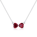 Collana in argento sterling S925 con ciondolo a fiocco in rubino creato rosso cuore - Argento (Gemma Rossa Cuore)
