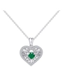 Collier cœur arbre de vie en argent S925 avec pendentif moissanite verte - Argent 925 / Émeraude de laboratoire