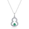 Elegante collar de calabaza de plata S925 con esmeralda y pavé de diamantes - Forma de calabaza / Estilo de esmeralda de laboratorio