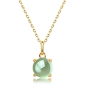 Minimalist S925 silver necklace with a round light green gemstone pendant and gold chain - Pendant With Chain / 10K Gold + Electrophoretic Lacquer / Gold - Synthetic Green Amethyst