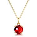 Elegant S925 silver necklace with a round red gemstone in golden claw setting - Pendant Only (Without Chain) / 10K Gold + Electrophoretic Lacquer / Gold - Synthetic Garnet