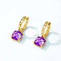 Orecchini di ametista in argento S925 placcato oro con cristalli viola a scacchi di lusso - Argento 925 / Placcato Oro 10K (Viola)