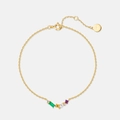 S925 Silberarmband vergoldet mit bunten Regenbogen-Edelsteinen in vielen Formen - 925er Silber / Bunt