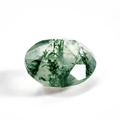 Macro di agata muschiata ovale sfaccettata con inclusioni di muschio verde su bianco - 7*9MM / 1.37ct / Agata Muschiata