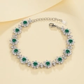 Bracciale floreale in argento S925 con smeraldi coltivati e dettagli in diamanti - Argento 925 - Lunghezza 223mm / Smeraldo coltivato in laboratorio