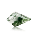 Pierre précieuse d'agate mousse naturelle à facettes en forme de cerf-volant sur blanc - 【7*12MM/1.26ct】LTXS009897 / Pierre de Mousse Verte Pierre Nue (LTXS009897)