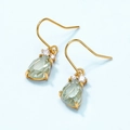 Light luxury S925 silver pear-shaped green crystal drop earrings with gold plating - Synthetic Green Amethyst