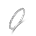 Exquisite moissanite micro-pave stacking ring in polished silver finish for women - US 6# / White Gold Plated (1.0mm Stone)