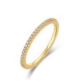 Elegant gold micro-pave eternity ring with sparkling row of round-cut moissanite stones - US 6# / 10K Gold Plated (1.0mm Stone)