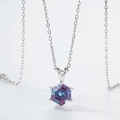 Minimalist S925 silver necklace featuring a hexagonal alexandrite color-changing gemstone - Hexagon Alexandrite Pendant With Chain(PD021841) / 925 Silver