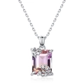 Elegante collar de plata S925 con un colgante rectangular de amatista rosa y violeta - Plata 925 / Amatista (Colgante Solo (Sin Cadena))