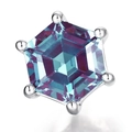 Alexandrit-Ohrstecker im Hexagonschliff aus S925 Sterlingsilber mit Sechs-Krallen-Fassung - 925er Silber / Dickes Silberweißgold Plattiert (Sechseckiger 6x6MM Hauptstein)