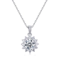 Funkelnde Moissanit Halskette mit Sonnenblumen-Anhänger aus S925 Silber im Cluster-Design - Sonnenblume Moissanit Stil (PD015655) Mit Zertifikat