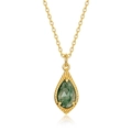 S925 silver gold-plated necklace with water drop moss agate pendant on white background - Pendant Only (Without Chain) / 925 Silver