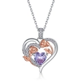 Rose heart necklace with purple birthstone and S925 silver finish in a luxury view - Pendant Only (Without Chain) / June Birthstone (Corundum)