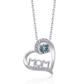 S925 sterling silver heart necklace with MOM lettering and round cut gemstone pendant - June - Color Changing Zirconia