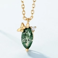 Marquise moss agate necklace with 925 silver gold-plated butterfly and zircon accents - Gold Butterfly Moss Agate Style (With Chain) / 925 Silver