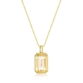 Halskette aus S925 Silber mit rechteckigem rosa Kristallanhänger und goldener Kette - 925er Silber / Weißer Kristall (Anhänger Ohne Kette)