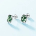 Orecchini a perno in agata muschiata rettangolare in argento S925 con trame muschiose - Argento 925 / Pietra di muschio verde naturale