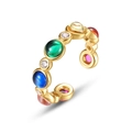 Eleganter Regenbogen-Ring aus vergoldetem Silber mit bunten Zirkonia-Steinen besetzt - Verstellbar (US6) / 10K Gold Regenbogen Blasen Stil