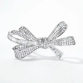 Elegant S925 sterling silver bow ring with shimmering cubic zirconia in a modern design - US 6# / Thick Silver White Gold