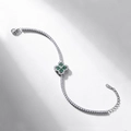 Silver four-leaf flower bracelet with green emerald zircon stones and lobster clasp - 925 Silver (Length 160+30MM) / Created Emerald (Silver)