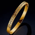 Elegante bracciale in acciaio al titanio dorato a nido d'ape con pietre di zircone lucide - Stile Strass Oro (46-D-6)
