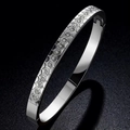Bracciale in acciaio inossidabile lucido a nido d'ape con cristalli incastonati - Stile Strass Argento (46-D-5)