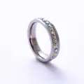 Vijfrijige roestvrijstalen eeuwigheidsring met veelkleurige AB-kristallen inleg - 5-a-5 Witte Klei Diamant (nooit Vervaagd) / Maat 10