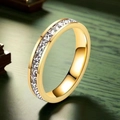 Titanium steel eternity ring in gold finish with square-cut cubic zirconia inlay - Gold Square Stone Row Set