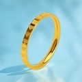 Polished gold stainless steel ring featuring detailed heart-shaped relief patterns - US 5 / Heart Embossed (Gold)