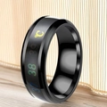 Anillo inteligente de acero negro con pantalla digital de temperatura térmica - US 7 / Negro