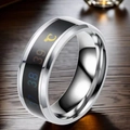 Anillo de acero inoxidable plateado pulido con pantalla inteligente de temperatura - US 7 / Plateado