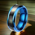 Anillo azul de acero inoxidable para hombre con sensor y pantalla de temperatura - US 7 / Azul