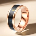 Anillo inteligente de oro rosa con banda negra que muestra grados centígrados - Rosa oro