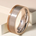 Brushed silver and rose gold tungsten carbide ring with engraved inner band - US 7 / Two-tone Brushed Tungsten Carbide Style (31-C-5)
