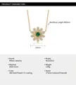 Detail of daisy necklace showing 3x3mm emerald center and 14mm silver flower size - Daisy Style (NL022913) / Gold