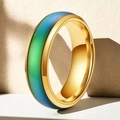 6mm gold stainless steel temperature color changing ring with vibrant gradient inlay - Gold Color Change