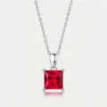 S925 sterling silver necklace with a square-cut red ruby pendant in a four-claw setting - 925 Silver / Lab-Grown Ruby (Square 7*7mm)
