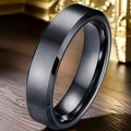 Matte black stainless steel men's ring featuring a brushed metal finish and smooth inner band - US 7 / 6mm / Black Beveled Matte