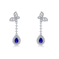 Boucles d'oreilles papillon en argent S925 avec pendentifs en pierre bleue en poire - Argent 925 / Saphir de laboratoire