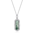 Collar largo vintage de ágata musgo con colgante rectangular de plata ley S925 - Colgante Solo de Ágata Musgosa (Sin Cadena) / Plata 925