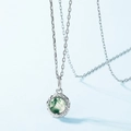 Collana in argento sterling S925 con ciondolo tondo in agata muschiata e bordo intrecciato - Collana Con Ciondolo E Catena / Argento 925