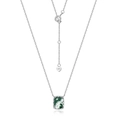 Unique natural green moss agate necklace in S925 sterling silver with a wavy prong setting - Cushion Shaped Style (N012233)