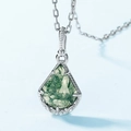 Collana in argento S925 con ciondolo in agata muschiata a goccia e incisione vintage - Platino Argento Spesso Ciondolo Solo (Senza Catena) 8.5*10MM / Argento 925