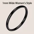 Minimalist 1mm width black stainless steel ring for women with high polished finish - US 5 / Polished Black (1mm)