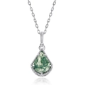 S925 sterling silver necklace with teardrop moss agate pendant and intricate floral engraving - 925 Silver / Moss Agate (Pendant Only (Without Chain))