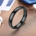 Minimalist black polished titanium steel band ring with mirror finish for women - US 7 / 4mm / Black (27-E-2)