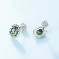 Orecchini a perno ovali in argento S925 con agata muschiata verde naturale elegante - Argento 925 / Pietra Muschiata Verde (Ovale)